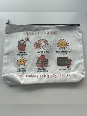 teacher gift thank you zipper canvas bag